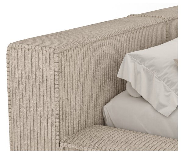 Bež tapecirani bračni krevet s prostorom za odlaganje s podnicom 180x200 cm Voliera – Maison de Rêve