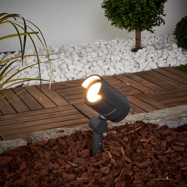 Lucande LED Ground Spike reflektor Beatrix, antracit, aluminij, 45,7 cm, Crno, Metal
