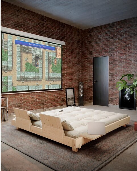 Smeđi bračni krevet od masivnog bora s podnicom 160x200 cm Social – Karup Design