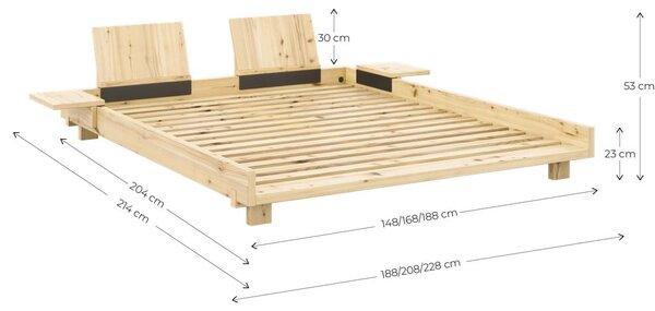 Smeđi bračni krevet od masivnog bora s podnicom 160x200 cm Social – Karup Design