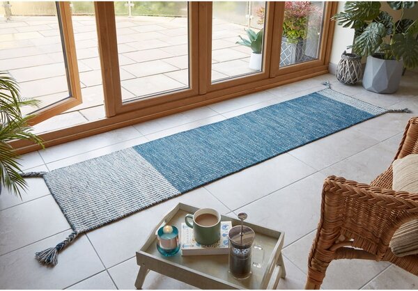 Plava vunena staza Flair Rugs Anu, 60 x 200 cm