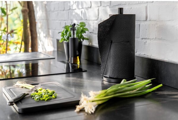 Crni metalni držač kuhinjskih rola Wenko Black Outdoor Kitchen Clayton