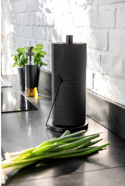 Crni metalni držač kuhinjskih rola Wenko Black Outdoor Kitchen Clayton