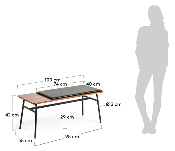 Crna/smeđa klupa od imitacije kože Carabel – Kave Home