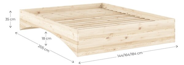 Bračni krevet od masivnog bora bez uzglavlja 140x200 cm u prirodnoj boji Orbit – Karup Design