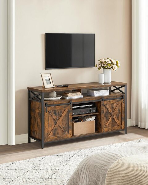 TV stolić s podesivim policama, 40 x 147 x 76 cm, rustikalno smeđe i crne boje | VASAGLE