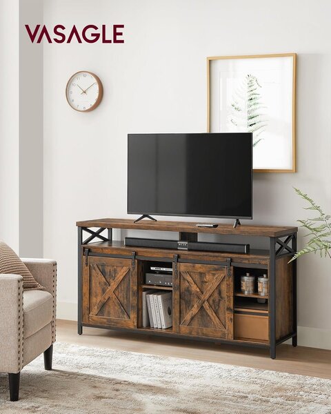 TV stolić s podesivim policama, 40 x 147 x 76 cm, rustikalno smeđe i crne boje | VASAGLE