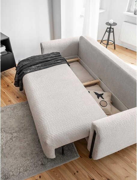 Bež sklopiva/s prostorom za odlaganje sofa od bouclé tkanine 244 cm Arcadova – ELTAP