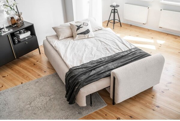 Bež sklopiva/s prostorom za odlaganje sofa od bouclé tkanine 244 cm Arcadova – ELTAP