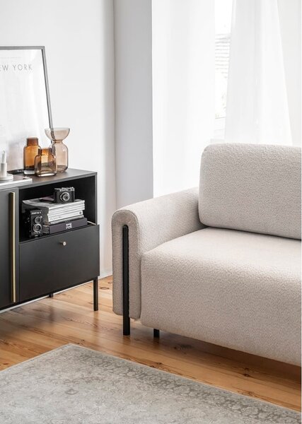 Bež sklopiva/s prostorom za odlaganje sofa od bouclé tkanine 244 cm Arcadova – ELTAP