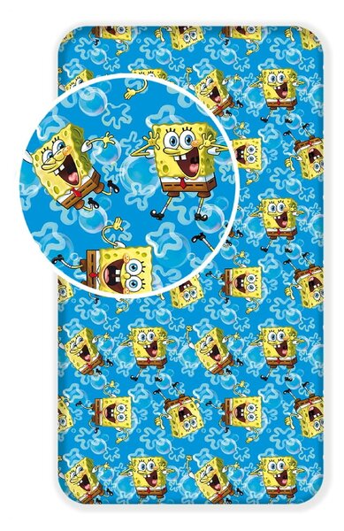Plava pamučna dječja plahta s gumom 90x200 cm Sponge Bob "Blue" – Jerry Fabrics