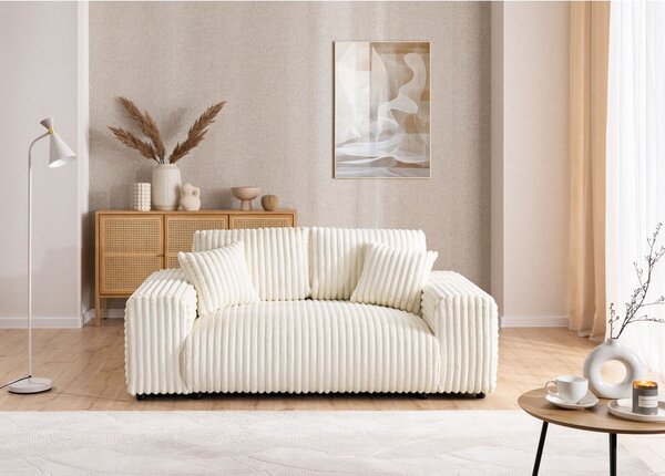 Krem sofa od samta 178 cm Justin – Ropez