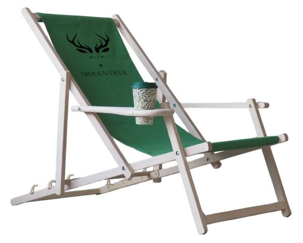 ATMOWOOD Drvena ležaljka s držačem za čaše - zelena
