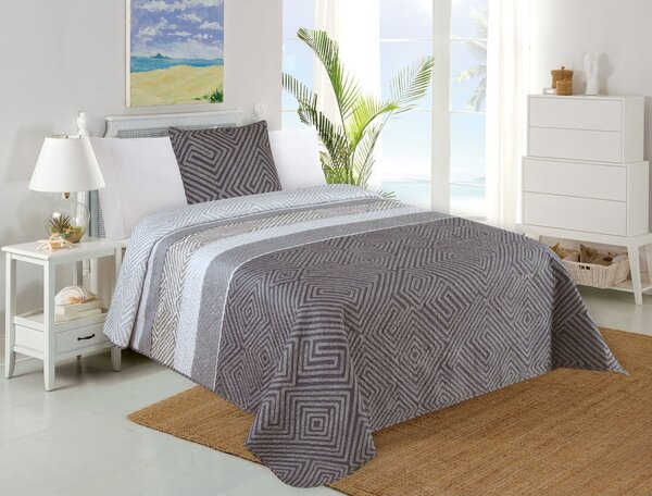 Sivi prošiven set prekrivača i jastučnice 140x220 cm Plaza – My House