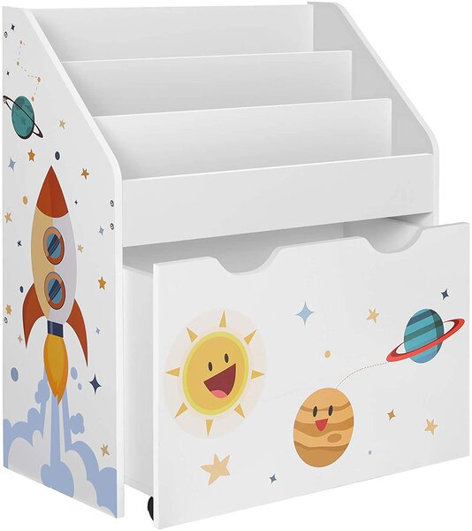 Organizator dječjih knjiga s kutijom za odlaganje igračaka, 62,5 x 70 x 29,5 cm