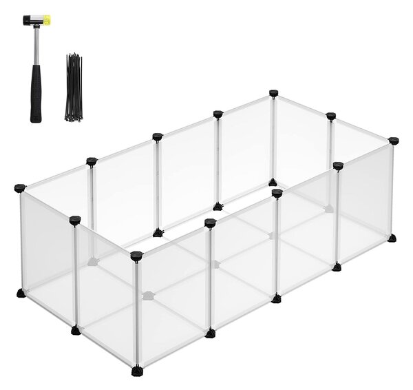 Kavez za male životinje, plastični prozirni paneli, 125 x 63 x 42 cm, bjela boja | SONGMICS
