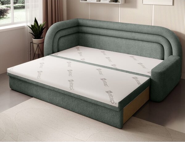 Zelena sklopiva/s prostorom za odlaganje sofa od šenila s lijevim kutom 223 cm Fabillo – ELTAP