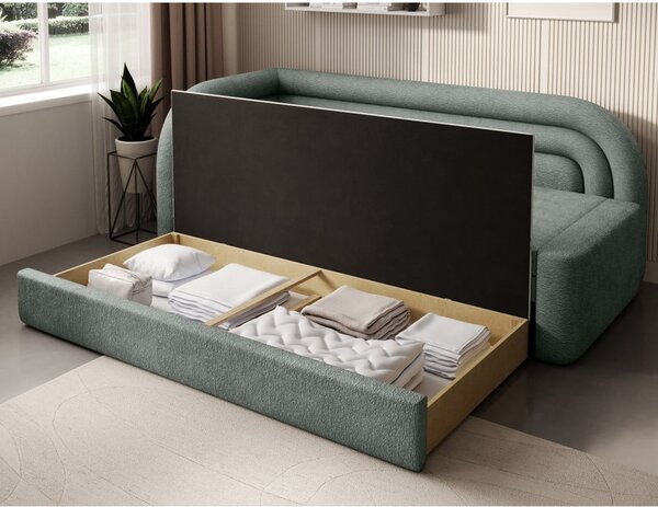Zelena sklopiva/s prostorom za odlaganje sofa od šenila s lijevim kutom 223 cm Fabillo – ELTAP