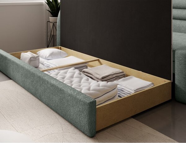 Zelena sklopiva/s prostorom za odlaganje sofa od šenila s lijevim kutom 223 cm Fabillo – ELTAP