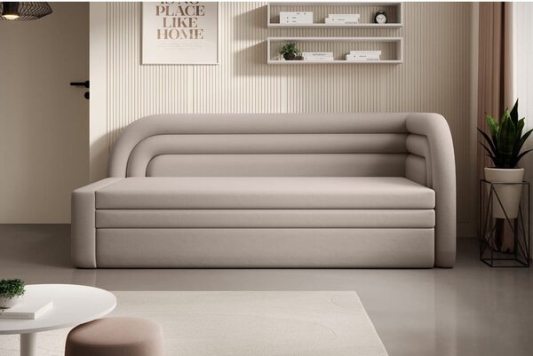 Bež baršunasti sklopiva/s prostorom za odlaganje sofa s desnim kutom 223 cm Fabillo – ELTAP