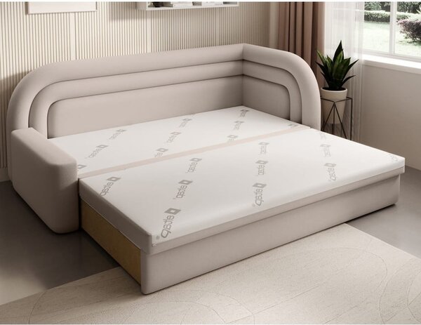 Bež baršunasti sklopiva/s prostorom za odlaganje sofa s desnim kutom 223 cm Fabillo – ELTAP