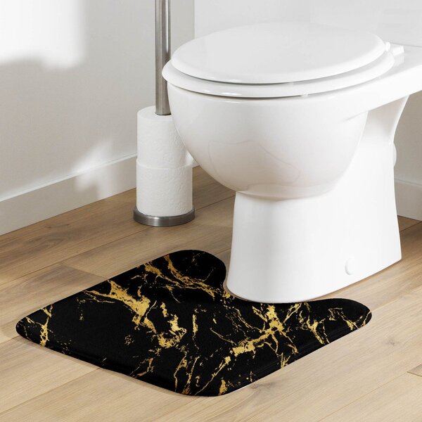 Crna/u zlatnoj boji kupaonska prostirka 45x45 cm Aquamarbre – douceur d'intérieur