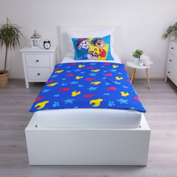 Plava pamučna dječja posteljina za dječji krevetić 100x135 cm Paw Patrol "Pawsome days ahead" – Jerry Fabrics
