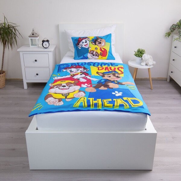 Plava pamučna dječja posteljina za dječji krevetić 100x135 cm Paw Patrol "Pawsome days ahead" – Jerry Fabrics