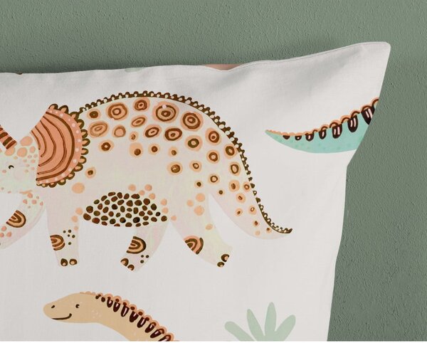 Smeđa/bež pamučna dječja posteljina za krevet za jednu osobu 140x200 cm Dino – Good Morning