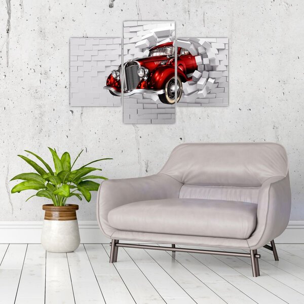 Slika - crveni auto (90x60 cm)