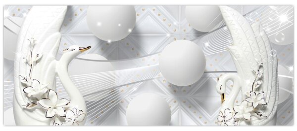 Slika - Zlatni labud na vodi (120x50 cm)