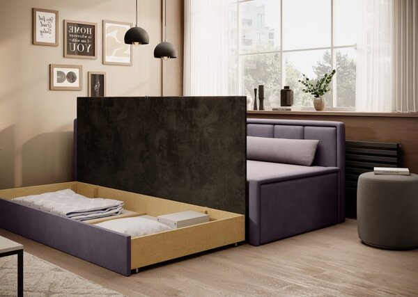 Ružičasta sklopiva/s prostorom za odlaganje sofa od šenila 214 cm Fulgeo – ELTAP