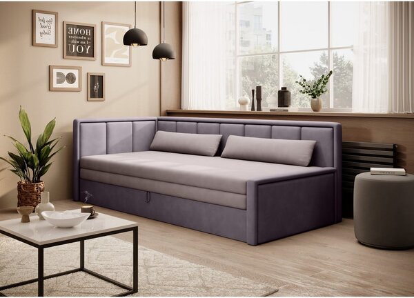 Ružičasta sklopiva/s prostorom za odlaganje sofa od šenila 214 cm Fulgeo – ELTAP