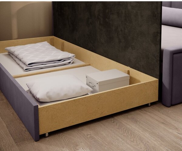 Ružičasta sklopiva/s prostorom za odlaganje sofa od šenila 214 cm Fulgeo – ELTAP