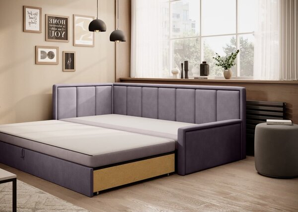 Ružičasta sklopiva/s prostorom za odlaganje sofa od šenila 214 cm Fulgeo – ELTAP