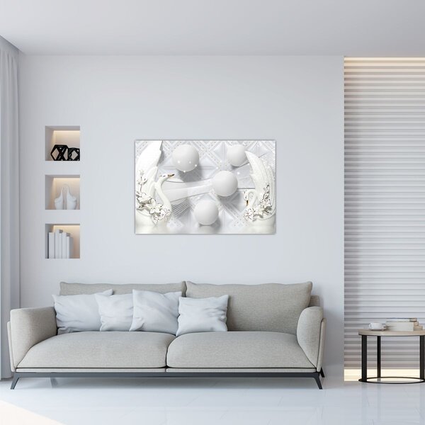 Slika - Zlatni labud na vodi (90x60 cm)