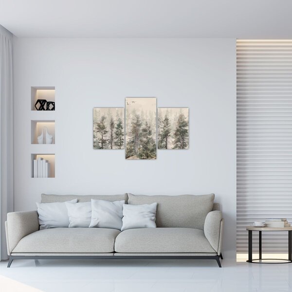 Slika - Borova šuma I., akvarel (90x60 cm)