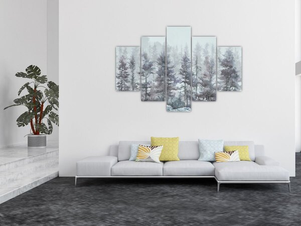 Slika - Borova šuma II., akvarel (150x105 cm)