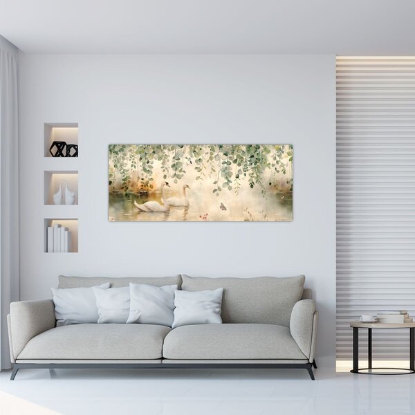 Slika - Jezero, akvarel (120x50 cm)