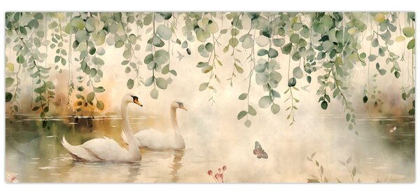 Slika - Jezero, akvarel (120x50 cm)