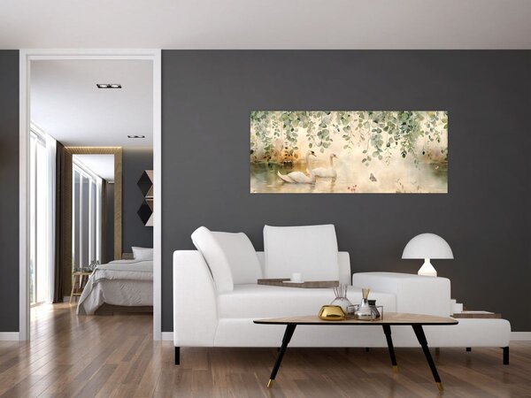 Slika - Jezero, akvarel (120x50 cm)