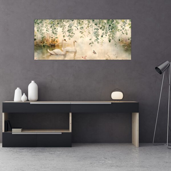 Slika - Jezero, akvarel (120x50 cm)