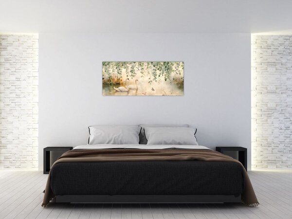 Slika - Jezero, akvarel (120x50 cm)