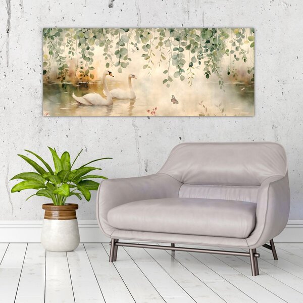 Slika - Jezero, akvarel (120x50 cm)