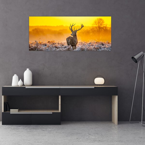 Slika - Jelen u izlasku sunca (120x50 cm)