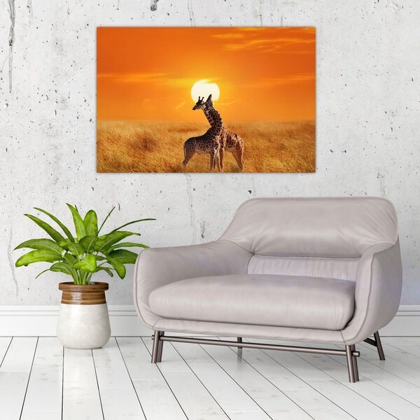 Slika - Žirafe u nacionalnom parku Serengeti (90x60 cm)