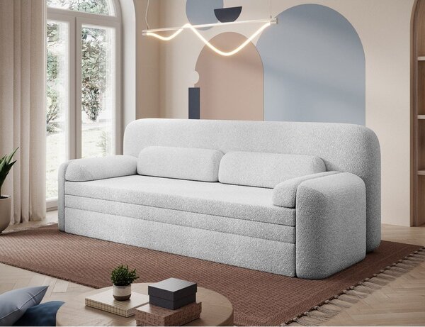 Bijela sklopiva/s prostorom za odlaganje sofa od bouclé tkanine 236 cm Elioss – ELTAP