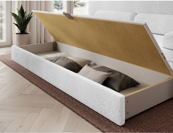 Bijela sklopiva/s prostorom za odlaganje sofa od bouclé tkanine 236 cm Elioss – ELTAP