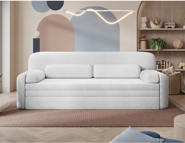 Bijela sklopiva/s prostorom za odlaganje sofa od bouclé tkanine 236 cm Elioss – ELTAP