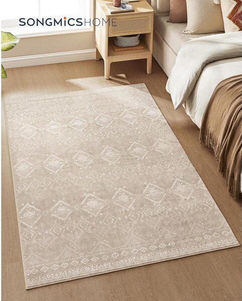 Protuklizni tepih, periv u stroju, boho stil, 120 x 170 cm, cappuccino bež